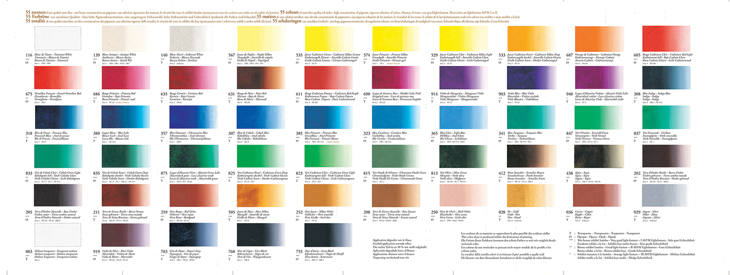 Sennelier Oil Pastels Color Chart